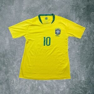 Brazil National Team Jersey Mens L Yellow FIFA Soccer Neymar Jr #10 Jersey